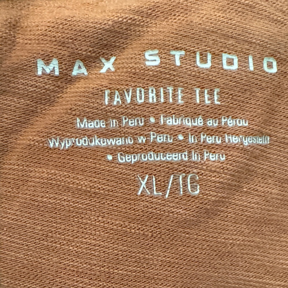 Max Studio V-Neck Short Sleeve Tee in Rust Brown - Picture 2 of 2